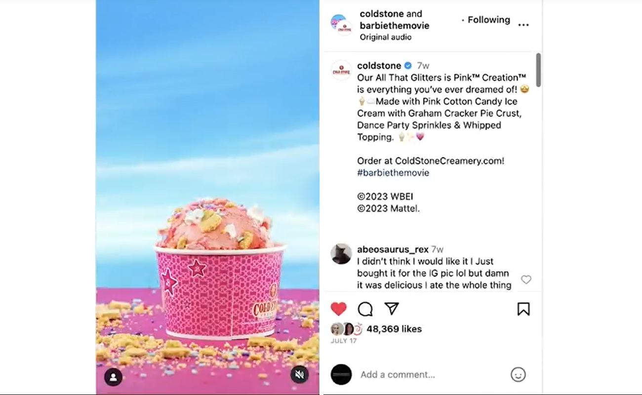 Cold Stone & Pinkberry x Barbie with product placement